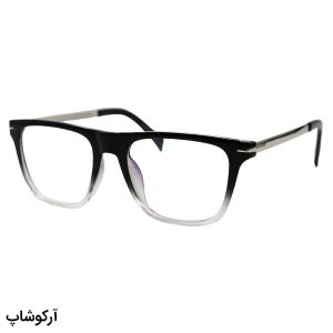 عکس از عینک طبی با فریم مربعی شکل، مشکی براق، دسته نقره ای و لولا فنری برند دیوید بکهام مدل DB1306
