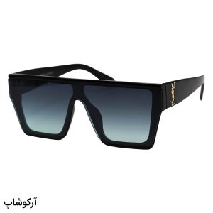 عکس از عینک آفتابی مردانه YSL با فریم مربعی شکل، مشکی براق، عدسی یکسره و رنگ دودی هایلایت مدل SLM58