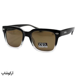 عکس از عینک آفتابی زارا با فریم رنگ مشکی براق، شکل مربعی، دسته سیم‌دار، لنز قهوه‌ای تیره و پلاریزه مدل 66804