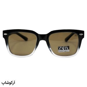 عکس از عینک آفتابی زارا با فریم رنگ مشکی براق، شکل مربعی، دسته سیم‌دار، لنز قهوه‌ای تیره و پلاریزه مدل 66804