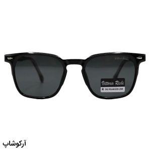 عکس از عینک آفتابی ویتوریو ریچی با فریم مربعی کوچک، رنگ مشکی براق، دسته سیم‌دار، لنز دودی تیره و پلاریزه مدل 6247