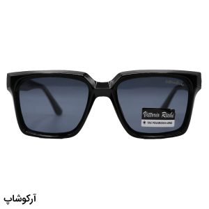 عکس از عینک آفتابی Vittorio Richi با فریم مشکی براق، شکل مربعی، دسته سیم‌دار، لنز دودی تیره و پلاریزه مدل 9830