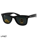 عکس از عینک آفتابی ریبن با فریم ویفرر، رنگ مشکی مات و لنز دودی تیره و جنس سنگ (سایز کوچک) مدل RB2140-S