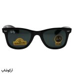 عکس از عینک آفتابی ریبن با فریم ویفرر، رنگ مشکی براق و لنز دودی تیره و جنس شیشه (سایز کوچک) مدل RB2140-S
