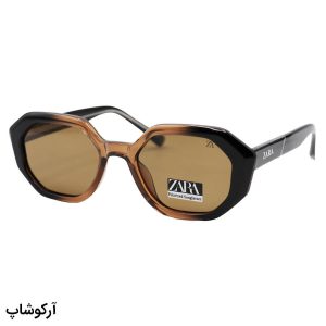 عکس از عینک آفتابی زنانه زارا با فریم چندضلعی، رنگ قهوه‌ای، دسته سیم‌دار و لنز قهوه‌ای تیره و پلاریزه مدل 66303
