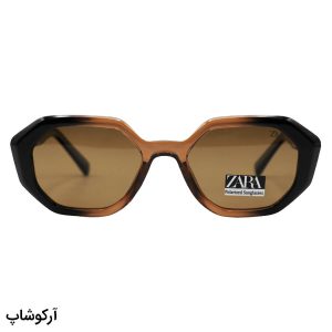 عکس از عینک آفتابی زنانه زارا با فریم چندضلعی، رنگ قهوه‌ای، دسته سیم‌دار و لنز قهوه‌ای تیره و پلاریزه مدل 66303