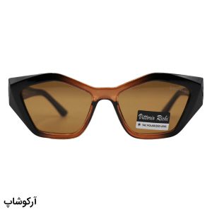عکس از عینک آفتابی زنانه ویتوریو ریچی با فریم هندسی، رنگ قهوه‌ای، دسته سیم‌دار، لنز قهوه‌ای تیره و پلاریزه مدل 9845