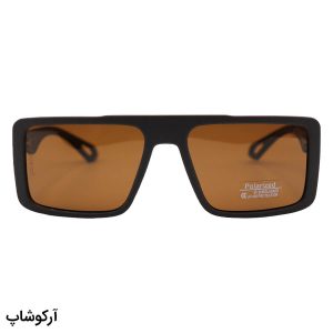 عکس از عینک آفتابی پلاریزه با فریم مستطیلی شکل، رنگ قهوه‌ای مات و لنز قهوه‌ای تیره MAYBACH مدل D22810P