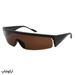 عکس از عینک آفتابی نیم فریم امپوریو آرمانی با فریم قهوه‌ای مات، بیس‌دار، مستطیلی کشیده و لنز قهوه‌ای تیره مدل 2344