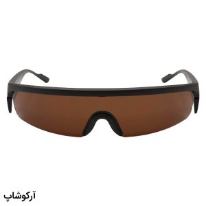 عکس از عینک آفتابی نیم فریم امپوریو آرمانی با فریم قهوه‌ای مات، بیس‌دار، مستطیلی کشیده و لنز قهوه‌ای تیره مدل 2344