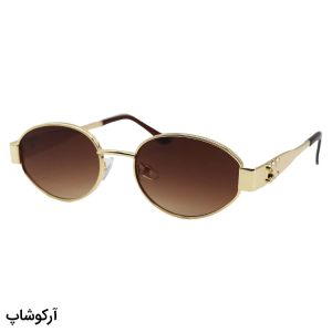 عکس از عینک آفتابی ترند سلین (CELINE) با فریم بیضی شکل، رنگ طلایی و لنز قهوه‌ای هایلایت مدل A007