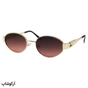 عکس از عینک آفتابی ترند سلین (CELINE) با فریم بیضی شکل، رنگ طلایی و لنز قهوه‌ای گرداینت مدل A007