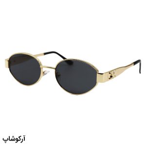 عکس از عینک آفتابی ترند سلین (CELINE) با فریم بیضی شکل، رنگ طلایی و لنز دودی تیره مدل A007