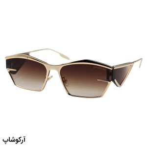 عکس از عینک آفتابی فانتزی ژیوانشی با فریم مستطیلی شکل، رنگ طلایی و لنز قهوه‌ای سایه روشن مدل DG98228
