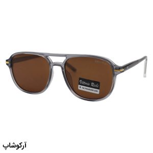 عکس از عینک آفتابی پلاریزه ویتوریو ریچی با فریم خلبانی، رنگ طوسی براق، دسته سیم‌دار و لنز قهوه‌ای تیره مدل 6253