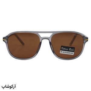 عکس از عینک آفتابی پلاریزه ویتوریو ریچی با فریم خلبانی، رنگ طوسی براق، دسته سیم‌دار و لنز قهوه‌ای تیره مدل 6253