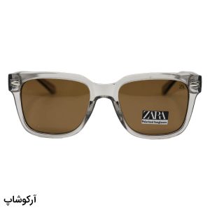 عکس از عینک آفتابی ZARA با فریم رنگ طوسی براق، شکل مربعی، دسته سیم‌دار، لنز قهوه‌ای تیره و پلاریزه مدل 66804
