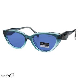 عکس از عینک آفتابی زنانه ویتوریو ریچی با فریم چشم گربه‌ای، رنگ آبی، دسته سیم‌دار و لنز سبز تیره و پلاریزه 8833