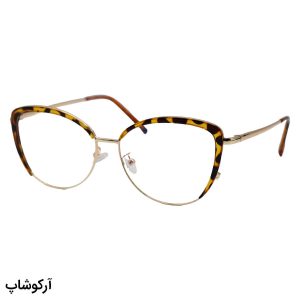 عکس از عینک طبی زنانه ZARA با فریم چشم گربه‌ای، رنگ طلایی و هاوانا و دسته فنردار مدل TR3013