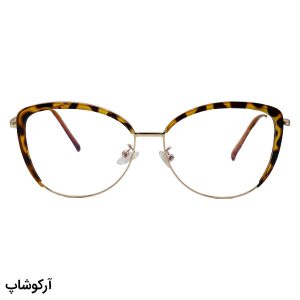 عکس از عینک طبی زنانه ZARA با فریم چشم گربه‌ای، رنگ طلایی و هاوانا و دسته فنردار مدل TR3013