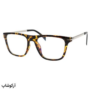 عکس از عینک طبی با فریم مربعی شکل، رنگ هاوانا، دسته نقره ای و لولا فنری برند David Beckham مدل DB1306