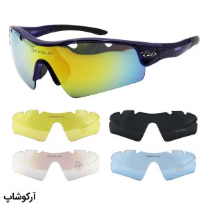 عکس از عینک ورزشی چند کاوره OBAOLAY با فریم سرمه‌ای، از جنس کائوچو و تجهیزات کامل مدل SP0892