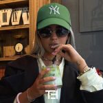 عکس از عینک آفتابی سلین (CELINE) با فریم بیضی شکل، ترند و جدید بر روی صورت مدل