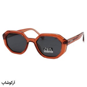 عکس از عینک آفتابی زنانه ZARA با فریم چندضلعی، رنگ قرمز، دسته سیم‌دار و لنز دودی تیره و پلاریزه مدل 66303