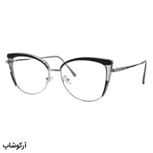 عکس از عینک طبی زنانه با فریم چشم گربه‌ای، رنگ نقره‌ای و طوسی رنگ و دسته فنردار برند زارا مدل TR3040