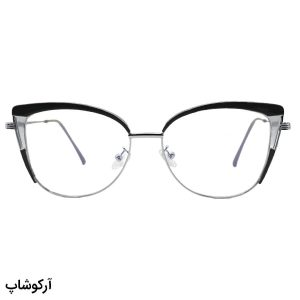 عکس از عینک طبی زنانه با فریم چشم گربه‌ای، رنگ نقره‌ای و طوسی رنگ و دسته فنردار برند زارا مدل TR3040