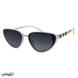 عکس از عینک آفتابی زنانه BURBERRY با فریم چشم گربه‌ای، سفید رنگ و لنز دودی تیره مدل D23014