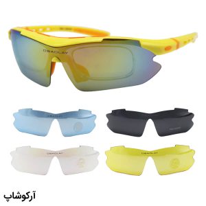 عکس از عینک ورزشی چند کاوره OBAOLAY با فریم زرد و نارنجی، از جنس کائوچو و تجهیزات کامل مدل SP0890