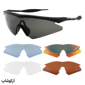عکس از عینک ورزشی OAKLEY با فریم مشکی مات، 5 کاور لنز قابل تعویض و تجهیزات کامل مدل 11-161-132