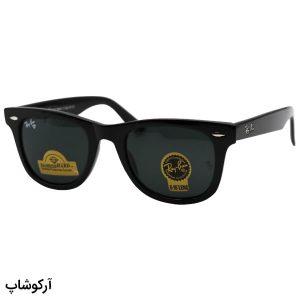 عکس از عینک آفتابی Ray-Ban با فریم ویفرر، رنگ مشکی و لنز دودی تیره و جنس شیشه (سایز متوسط و استاندارد) مدل RB2140-L