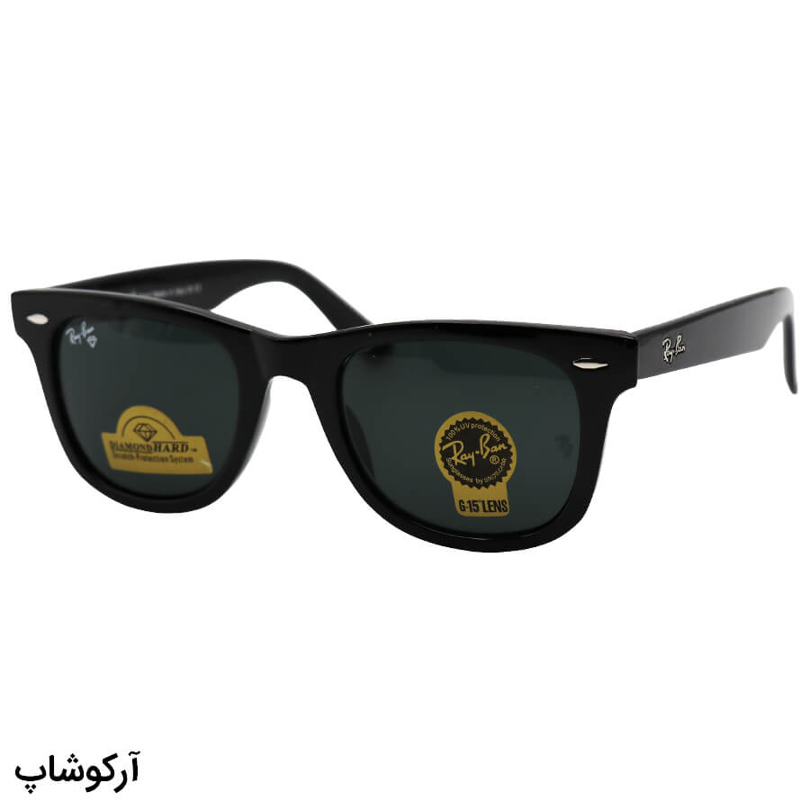 Black-Wayfarer-Frame-And-Black-Handle-And-Dark-Uv-Protection-Hard-Diamond-Lens-Ray-Ban-Sunglasses-Model-Rb2140-L-Bl-1 عکس از عینک آفتابی ray-ban با فریم ویفرر، رنگ مشکی و لنز دودی تیره و جنس شیشه (سایز متوسط و استاندارد) مدل rb2140-l