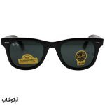 عکس از عینک آفتابی Ray-Ban با فریم ویفرر، رنگ مشکی و لنز دودی تیره و جنس شیشه (سایز متوسط و استاندارد) مدل RB2140-L