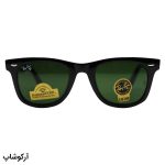 عکس از عینک آفتابی Ray-Ban با فریم ویفرر، رنگ مشکی و لنز سبز تیره و جنس سنگی (سایز متوسط و استاندارد) مدل RB2140-L