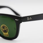 عکس از عینک آفتابی Ray-Ban با فریم ویفرر، رنگ مشکی و لنز سبز تیره و جنس سنگی (سایز متوسط و استاندارد) مدل RB2140-L