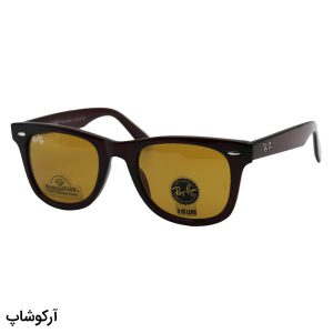 عکس از عینک آفتابی ریبن با فریم ویفرر، رنگ قهوه‌ای و لنز قهوه‌ای تیره و جنس سنگی (سایز متوسط) و آنتی رفلکس مدل RB2140-L
