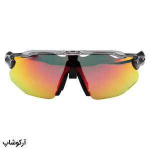 عکس از عینک ورزشی OAKLEY با فریم طوسی و مشکی، 5 کاور لنز قابل تعویض و تجهیزات کامل مدل OO9442-0538