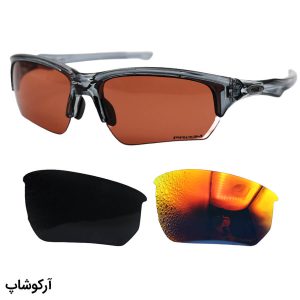 عکس از عینک ورزشی OAKLEY با فریم طوسی براق، 3 کاور لنز قابل تعویض و تجهیزات کامل مدل OO9372-0965