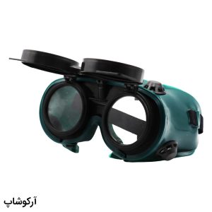 عکس از عینک کار و ایمنی دو کاره با فریم رنگ سبز و مشکی و مناسب برای جوشکاری و تراشکاری (صنعتگران) مدل j998