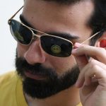 عکس از عینک آفتابی Ray-Ban با فریم شکل خلبانی مدل RB3317 بر روی صورت محمدحسین ابراهیم زاده