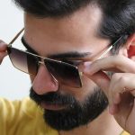 عکس از عینک آفتابی دیتیای با فریم مربعی شکل مدل 9683 بر روی صورت محمدحسین ابراهیم زاده