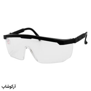 عکس از عینک کار و ایمنی با فریم شفاف، دسته مشکی رنگ و لنز بی رنگ مدل 307