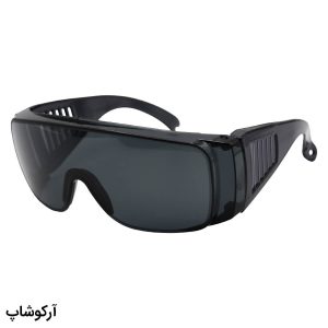 عکس از عینک کار و ایمنی با فریم و دسته مشکی رنگ و لنز دودی تیره مدل 308