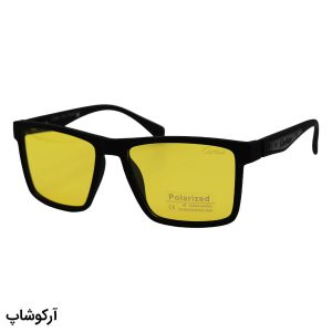 عکس از عینک دید در شب Cartier با فریم مستطیلی شکل، رنگ مشکی مات و عدسی زرد رنگ مدل P21170