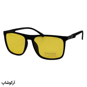 عکس از عینک دید در شب Police با فریم مستطیلی شکل، رنگ مشکی مات و لنز زرد رنگ مدل H1024
