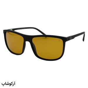 عکس از عینک شب اوگا مورل با فریم مشکی مات، مستطیلی شکل، بیس‌دار و دسته فنری و لنز زرد رنگ مدل 78019