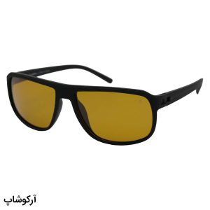 عکس از عینک شب اوگا مورل با فریم مشکی مات، مستطیلی شکل، بیس‌دار و دسته فنری و لنز زرد رنگ مدل 78022